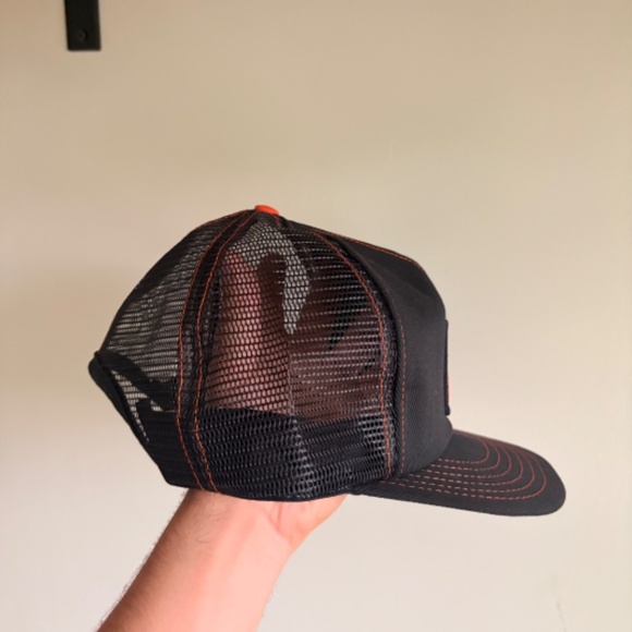 Vintage TALLMAN TRANSPORTS Trucker hat Mesh Orange Black Victory Caps - Picture 5 of 8